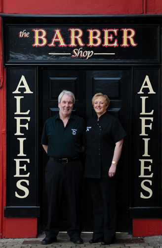 Alfie and Mary Mahon, Alfies Barber shop